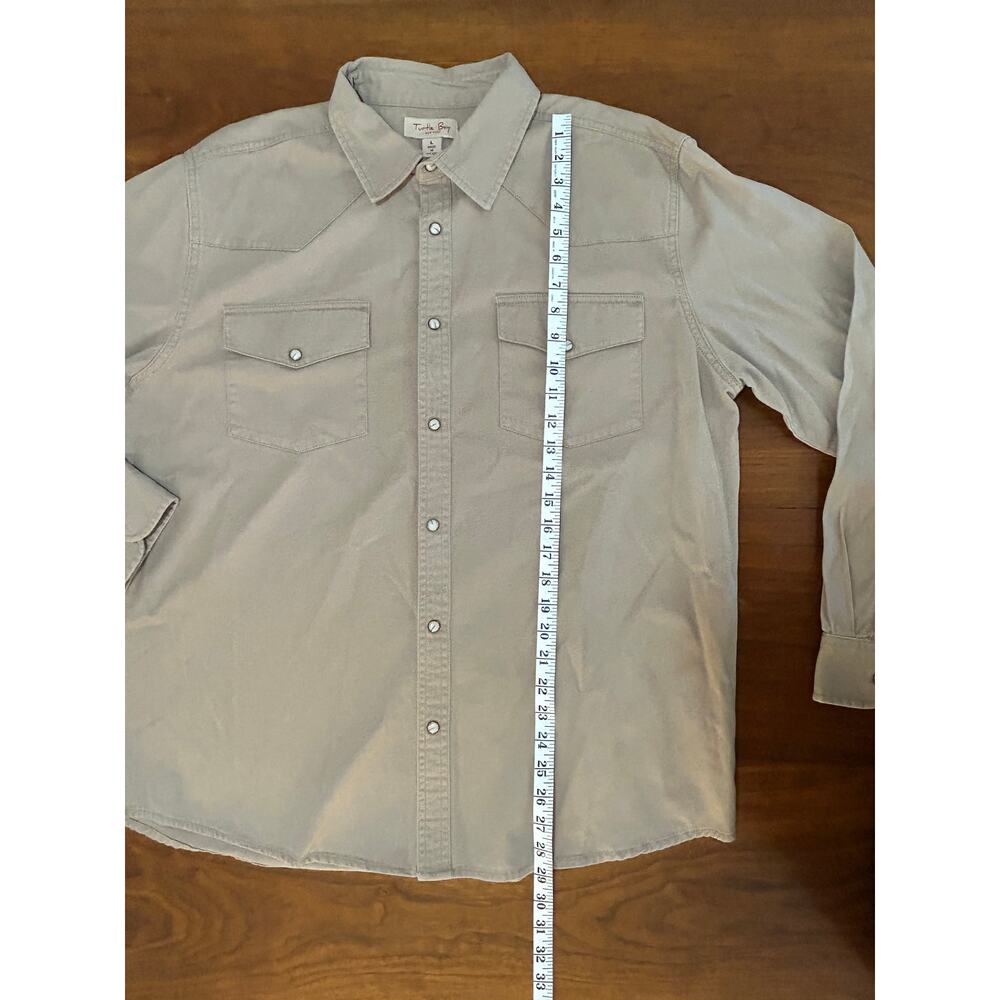 Khaki Turtle Bay Cotton Twill Western Long Sleeve Button Down Shirt - (Men's L) - Picture 7 of 10